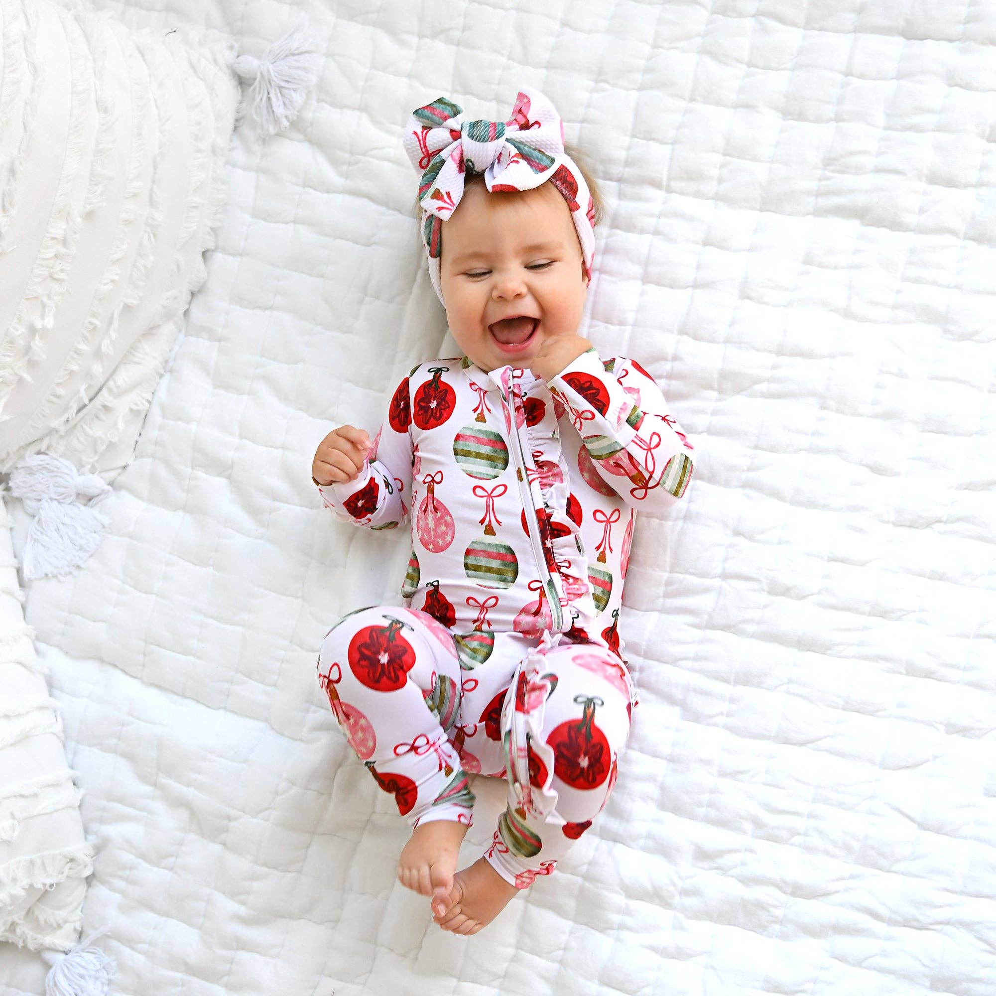 Gigi and Max - Wholesale Jumpsuit - Baby - Kit Ornaments RUFFLE ZIP xmas bamboo baby one piece outfit5