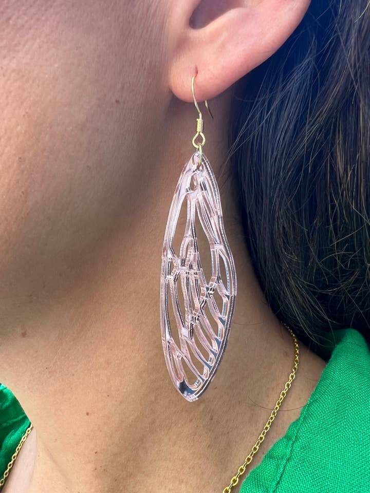 Rose Gold Shimmer Cicada Earrings for wholesale by Comer Teng Studio