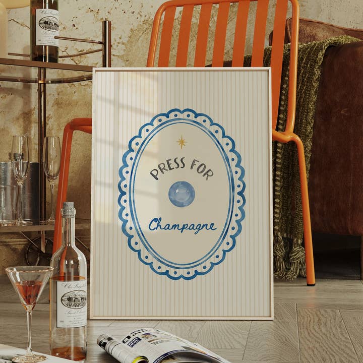 Press for Champagne Print for wholesale by Moonshine Prints