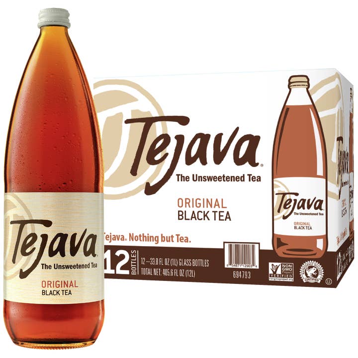Crystal Geyser Water Company - Wholesale Iced Tea - Tejava Original Black Tea - 1 Liter 12 pack Glass Bottle