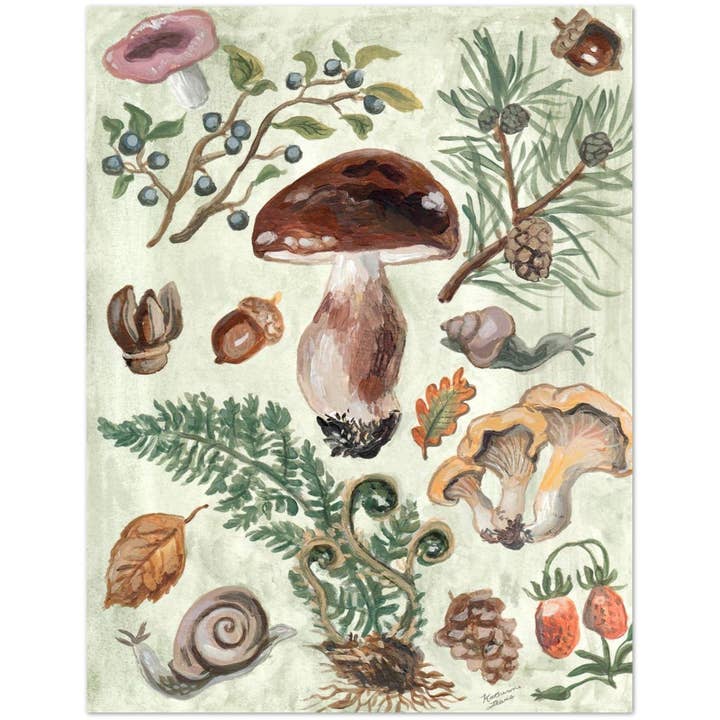 Ingrid Press - Vendita all'ingrosso Biglietti di auguri generici - Confezione di 10 Biglietti di Auguri Foresta di Funghi