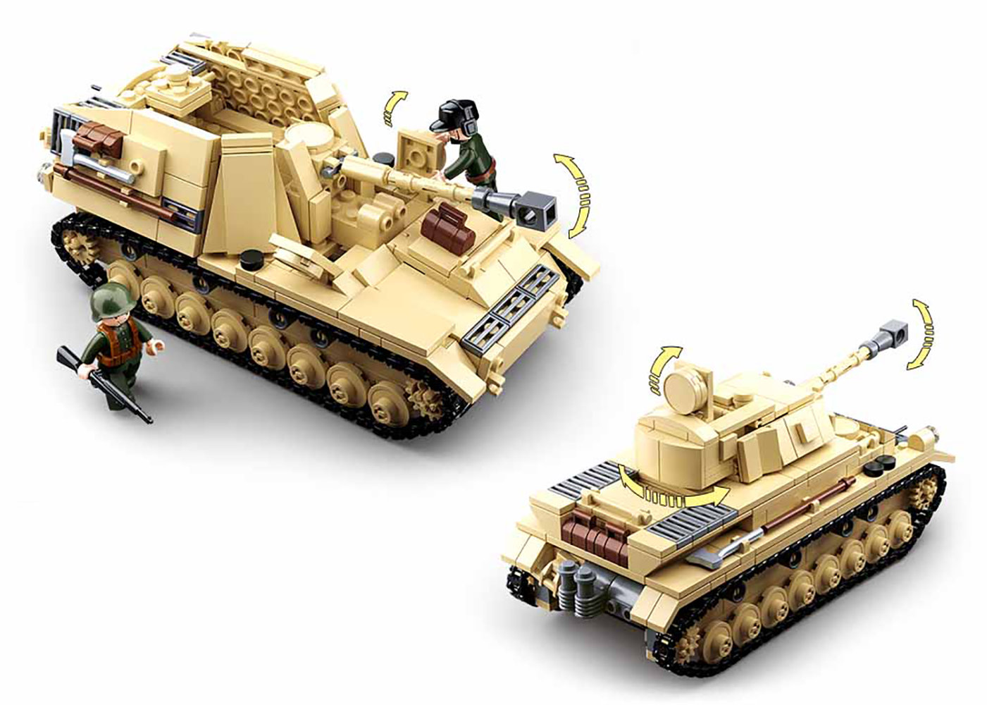 Texas Toy Distribution - Wholesale Building Set - Kids - WWII Panzer IV 2-in-1 Tank Building Brick Kit (543 Pcs)3