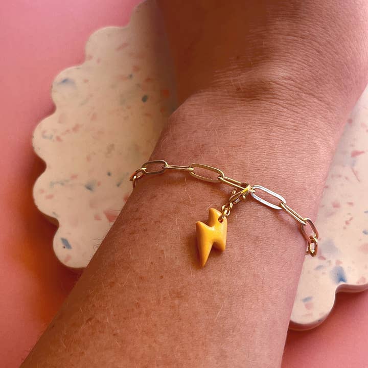 REMOVED BRAND - Wholesale Individual Charm/Pendant - Lightning Charm For Bracelets & Necklaces | Gold Plated1