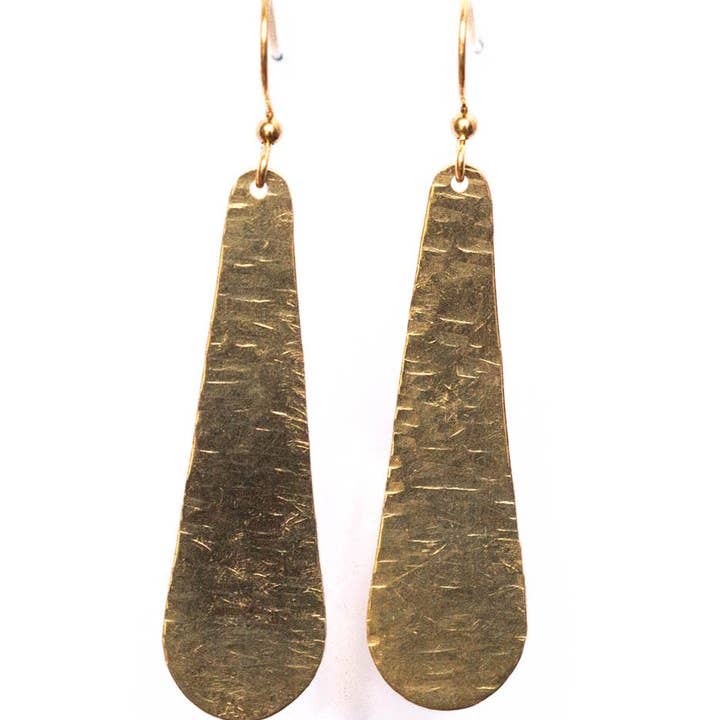 Large Hammered Drop Earrings for wholesale by Collarbone Jewelry