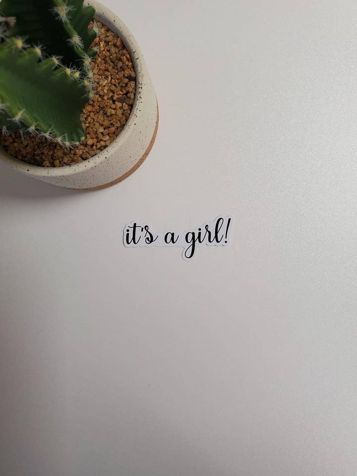 It's a Girl Text Sticker for wholesale by Fig Tree Works