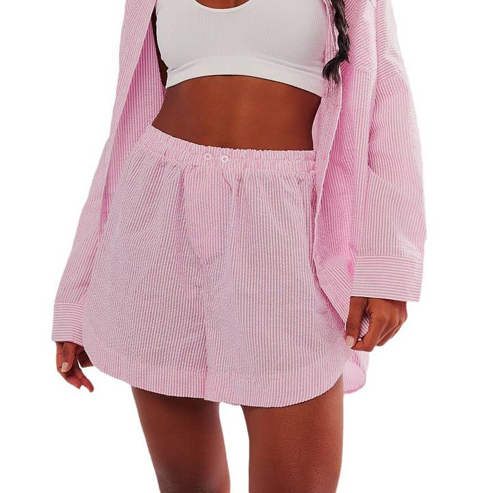 HIDDENBRAND - Wholesale Shorts - Women's - Daily Leisure stripes high waist boxer short10