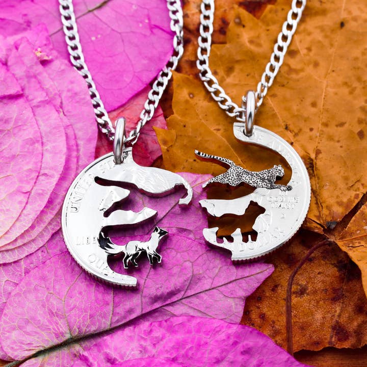 Ræv og Gepard Halskæder, Indgraveret Par og Bedste Venner Smykker for engroshandel hos NameCoins