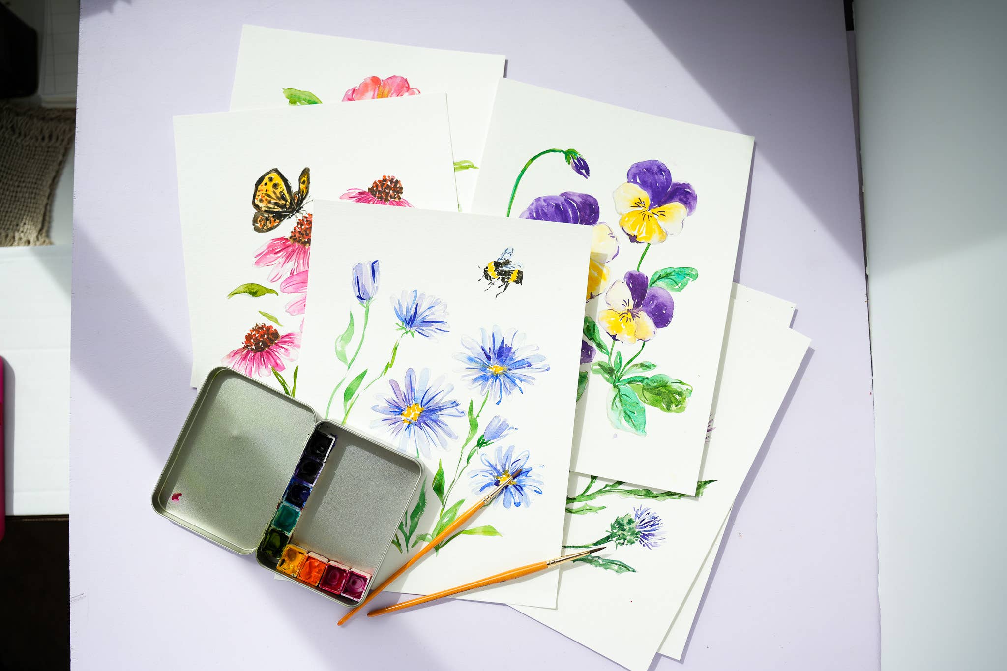 Jean Choe Art & Design - Wholesale Sketchbook/Sketchpad - Watercolor Workbook: Outlined Wildflower, Beginner Friendly 1