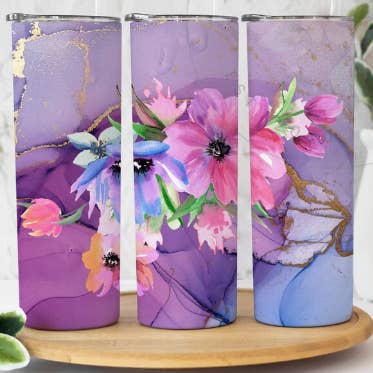 Ink Flower 20oz Sublimation Tumbler for wholesale by Twisted T Creations
