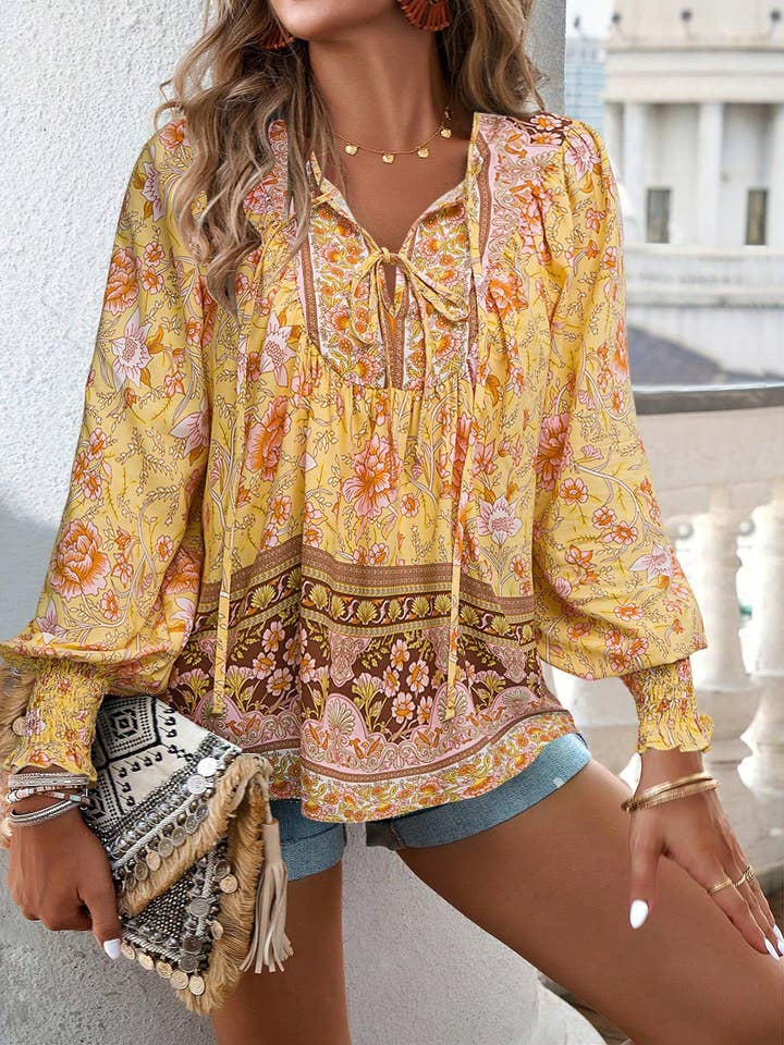 world apparel - Wholesale Blouse - Women's - 2025 NEW Bohemian Rhapsody Resort Chic Print Top28