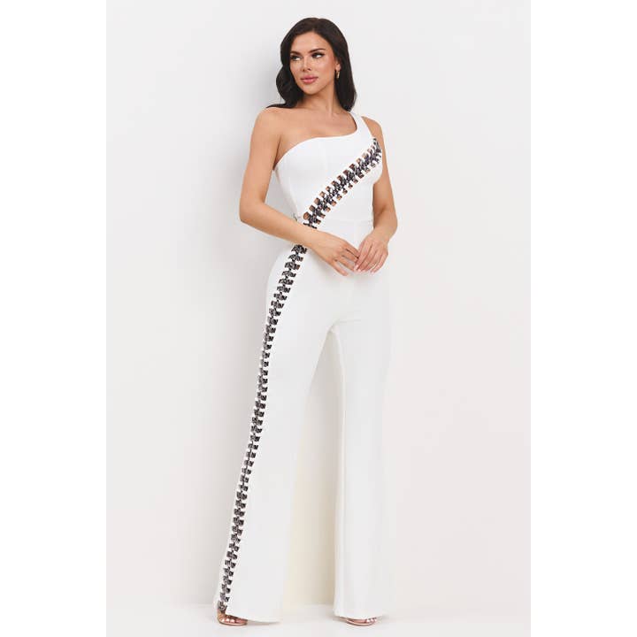 JUMPSUIT MET KETTINGDETAIL OP ÉÉN SCHOUDER voor wholesale door The Sang