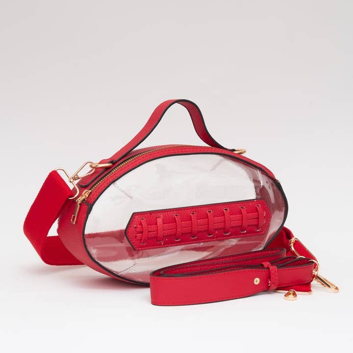 MiMi Wholesale - Wholesale Crossbody Bag - Women's - TG10695 Clear Gameday Football Stitch Detail Crossbody Bag