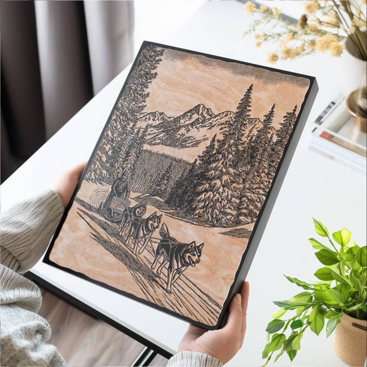 Hundeschlitten-Wandkunst für den Großhandel von Benoit's Design Co.