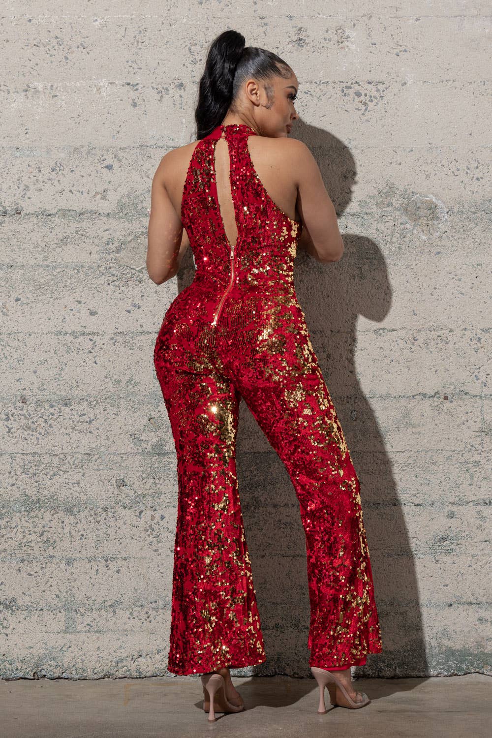 Melrose with Love - Wholesale Jumpsuit - Women's - BELL BOTTOM STRETCHY VELVET SEQUINS JUMPSUIT5