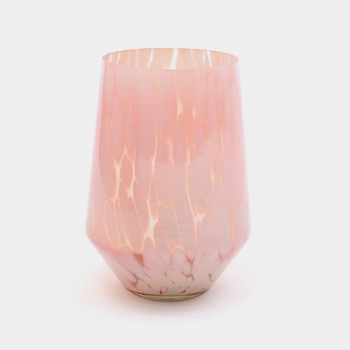 ExpoBazaar - Wholesale Vase - White Splutter Hurricane Glass Vase - Ruby