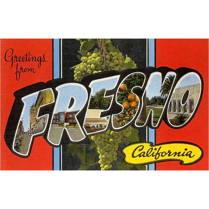 Impression d'art CA-65 Salutations de Fresno, Californie pour la vente par Found Image Press