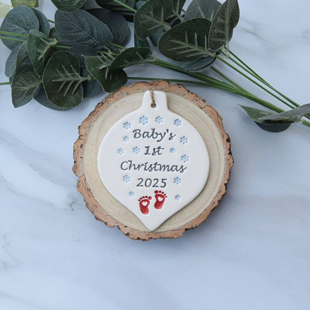 Broadlands Pottery - Wholesale Ornament - Christmas -Baby's First Christmas -Handmade ceramic bauble