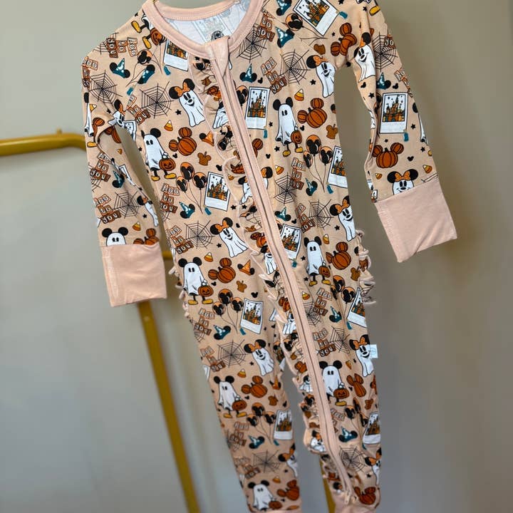 Mickey & Minnie’s Halloween Girl Zippy for wholesale by Elly & E Clothing Co.