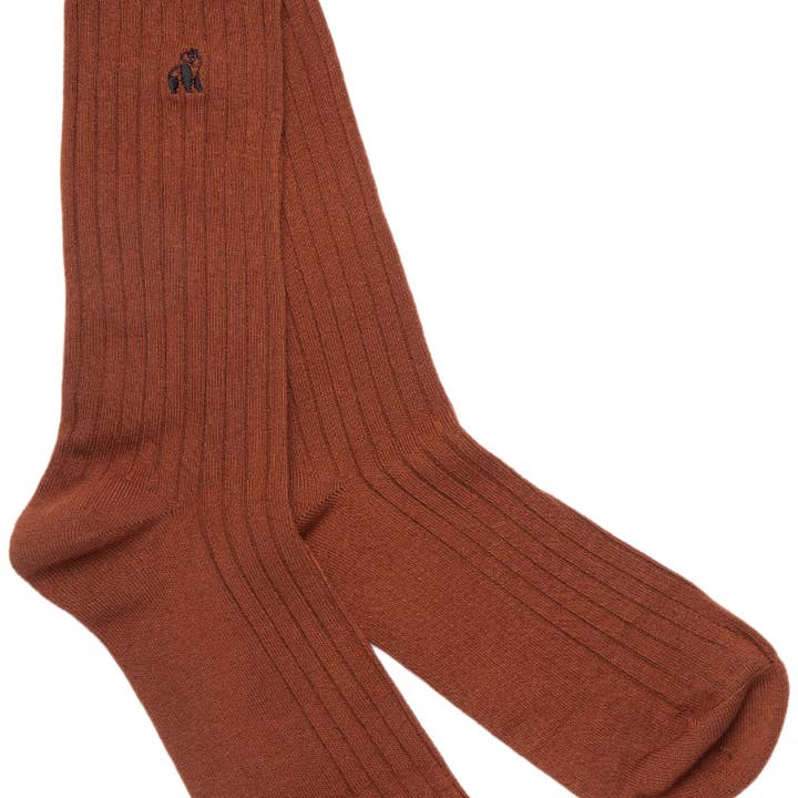Chestnut Brown Bamboo Socks (3 pairs) for wholesale by Swole Panda