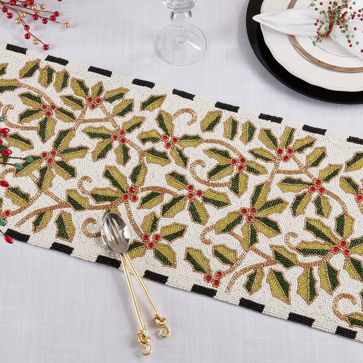 Multi Holly Leaves Runner en perles en vente sur Faire0