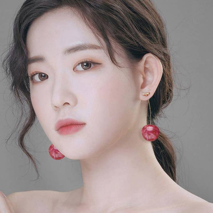 Ashlen - Wholesale Dangle Earrings - PINK CHERRY EARRINGS (PAIR)