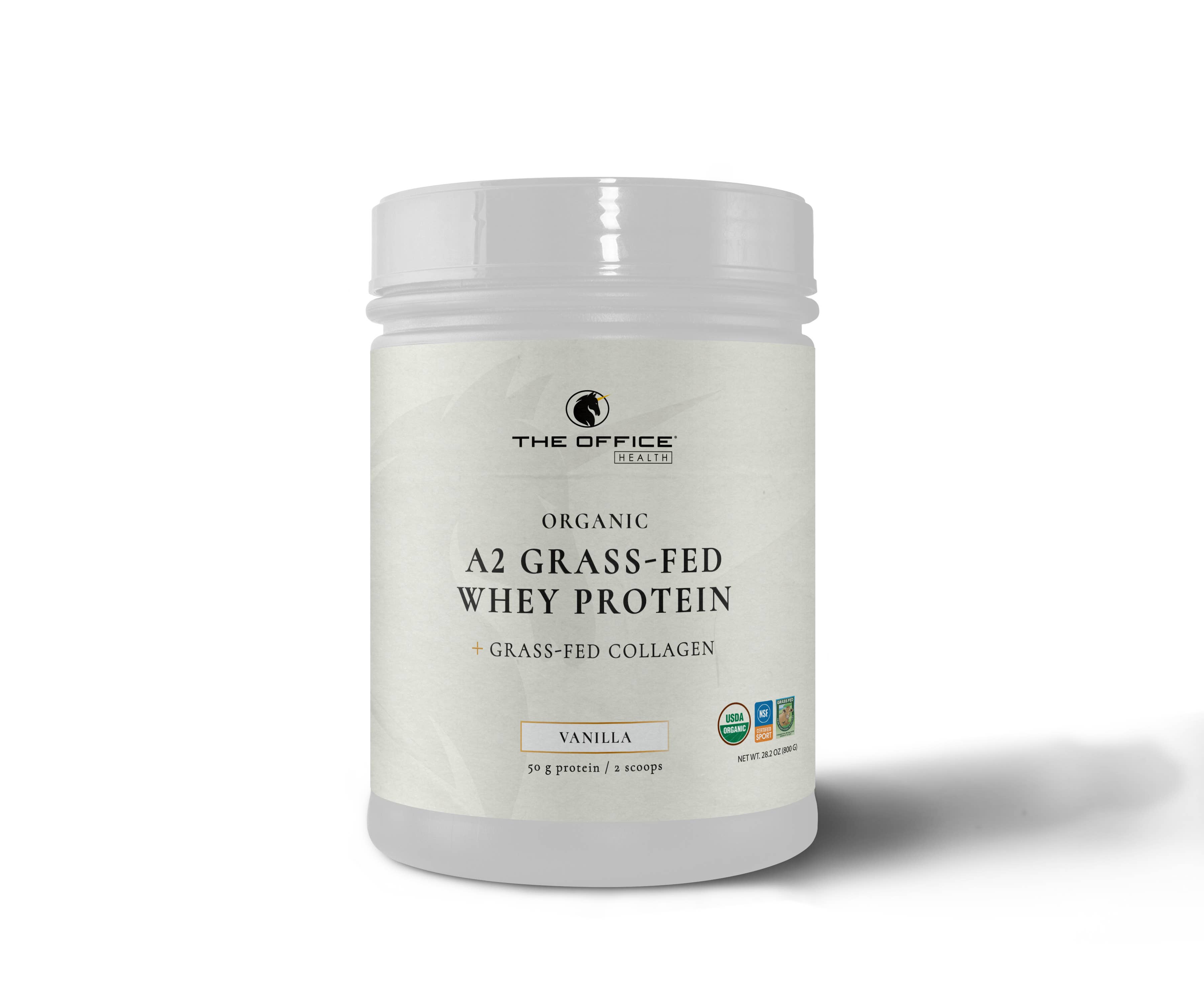 The Office Health - Wholesale Proteïne/superfoodpoeder - Biologische Vanille A2 Grasgevoerde Wei-eiwit met Collageen & Maca