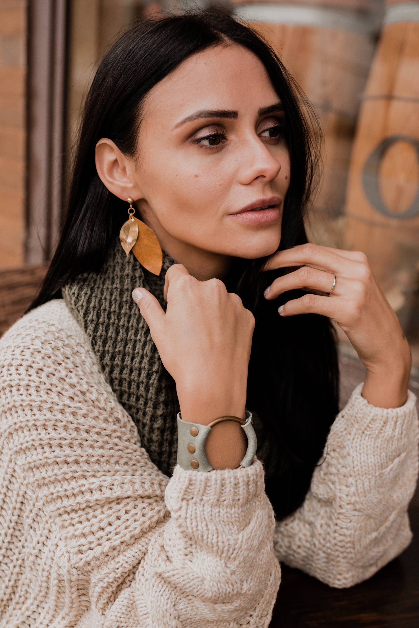 Permanent Baggage - Wholesale Dangle Earrings - Edgy Leather Earrings - Leaf4