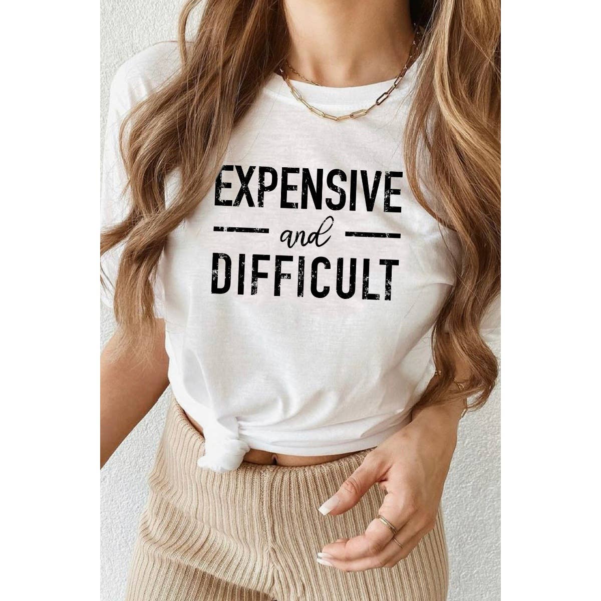 nobarand - Wholesale Screen Printed T-Shirt - Women's - EXPENSIVE DIFFICULT GRAPHIC TEE3