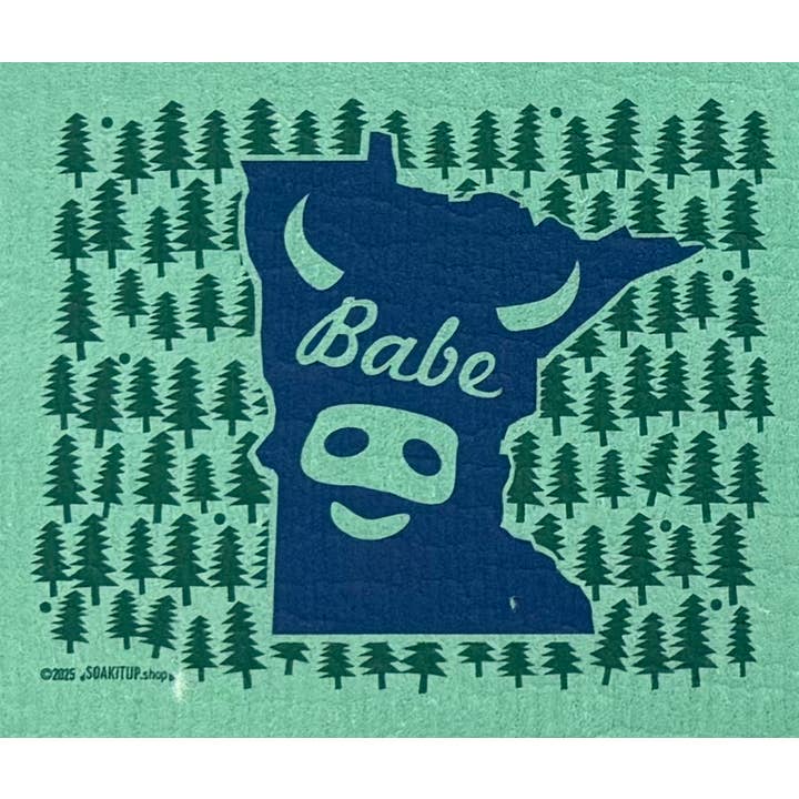 Minnesota Babe Blue Swedish Dishcloth for wholesale by Soak iT Up Eco-friendly Greetings + Gifts