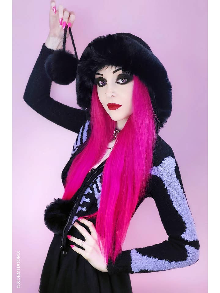 vampirefreaks - Vendita all'ingrosso Maglione tricot - Donna - Maglione Ribcage Skeleton viola3