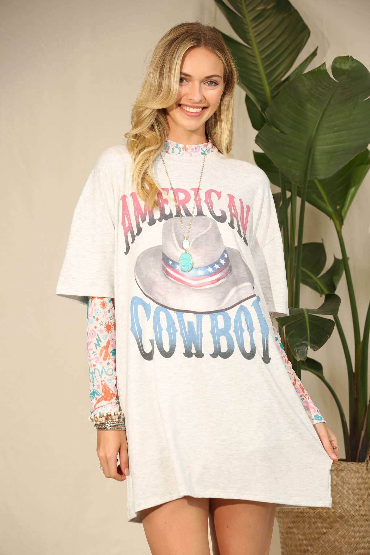 TURKIS/PINK AV1230-SIDNEY VILDE VEST LANGHORN PRINT MESH TOP for engroshandel på Faire3