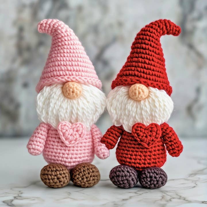 Valentines Gnome Crochet, Cute Amigurumi Valentines Gnome for wholesale by TOMOPOD LLC
