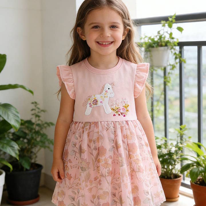 Unicorn Embroidered Tulle Dress Cute Princess Dress for Girls for wholesale by The Find Peaks