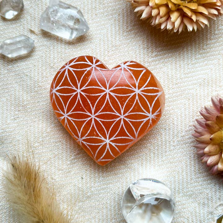 Fractalista Designs - Wholesale Spiritual Stone/Crystal - PEACH Selenite Heart Crystal Mother's Day Gifts For Women7