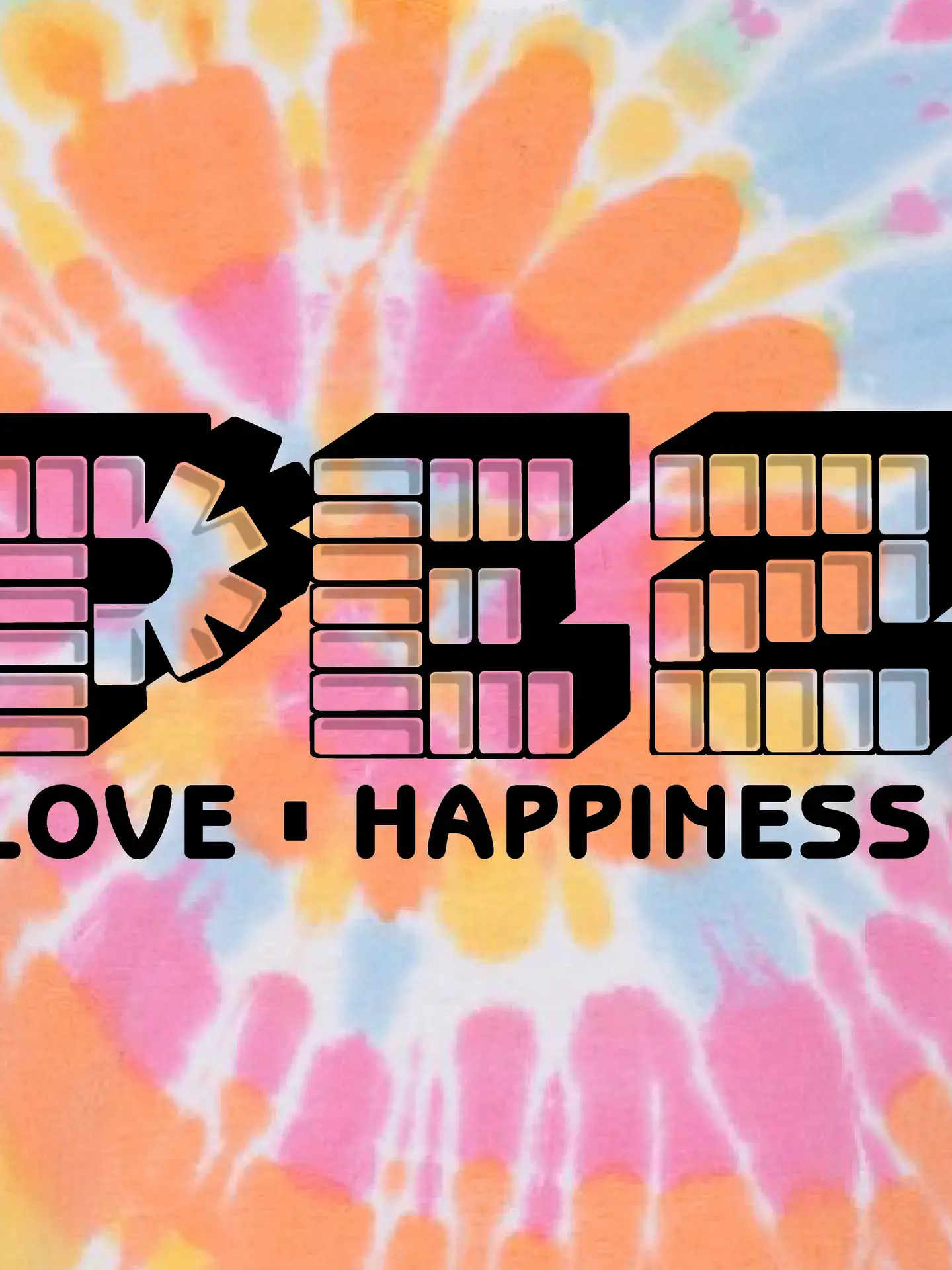 Grandpa Joe's Candy Shop – wholesale Screen printed t-shirt – unisex – Pez Love & Happiness Tie-Dye Vintage Candy T-Shirt, Tee1