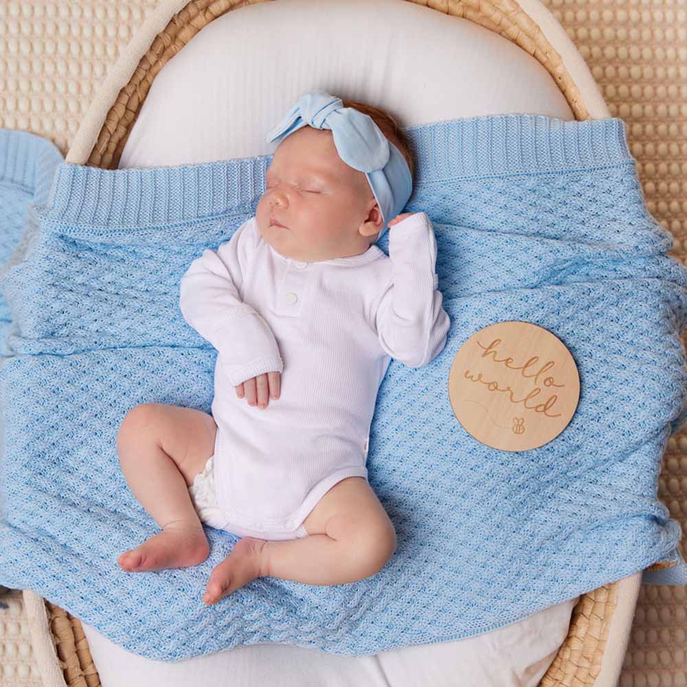 Snuggle Hunny - Wholesale Bedding Blanket - Kids & Baby - Baby Blue Diamond Knit Organic Baby Blanket4