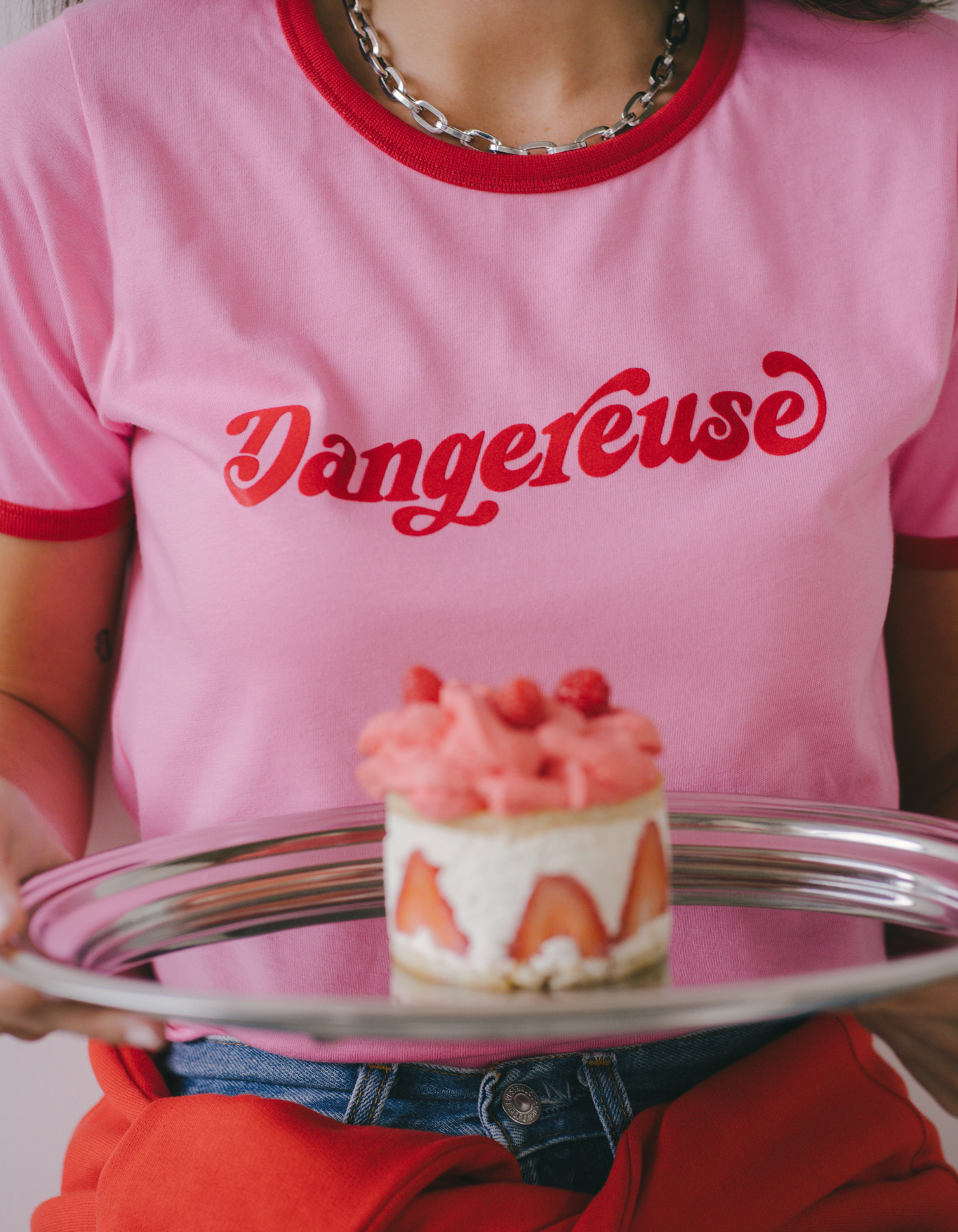 Le Mot – wholesale Screen printed t-shirt – Women′s – Dangereuse ringer t-shirt4