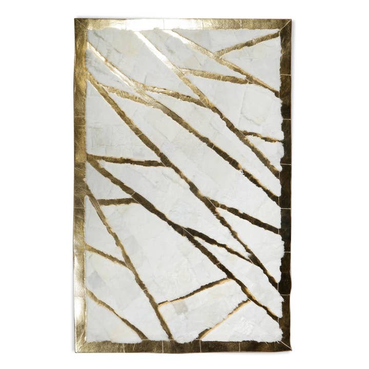 Karelias And Sons – wholesale Area rug – White & Gold Plush Shaggy Rug
