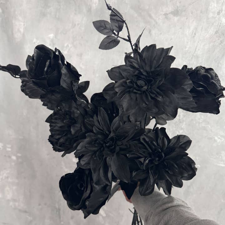 Sweet Home Deco - Wholesale Artificial Flowers - Gothic Faux Silk Flowers in Black/Red, Floral Design Flowers13