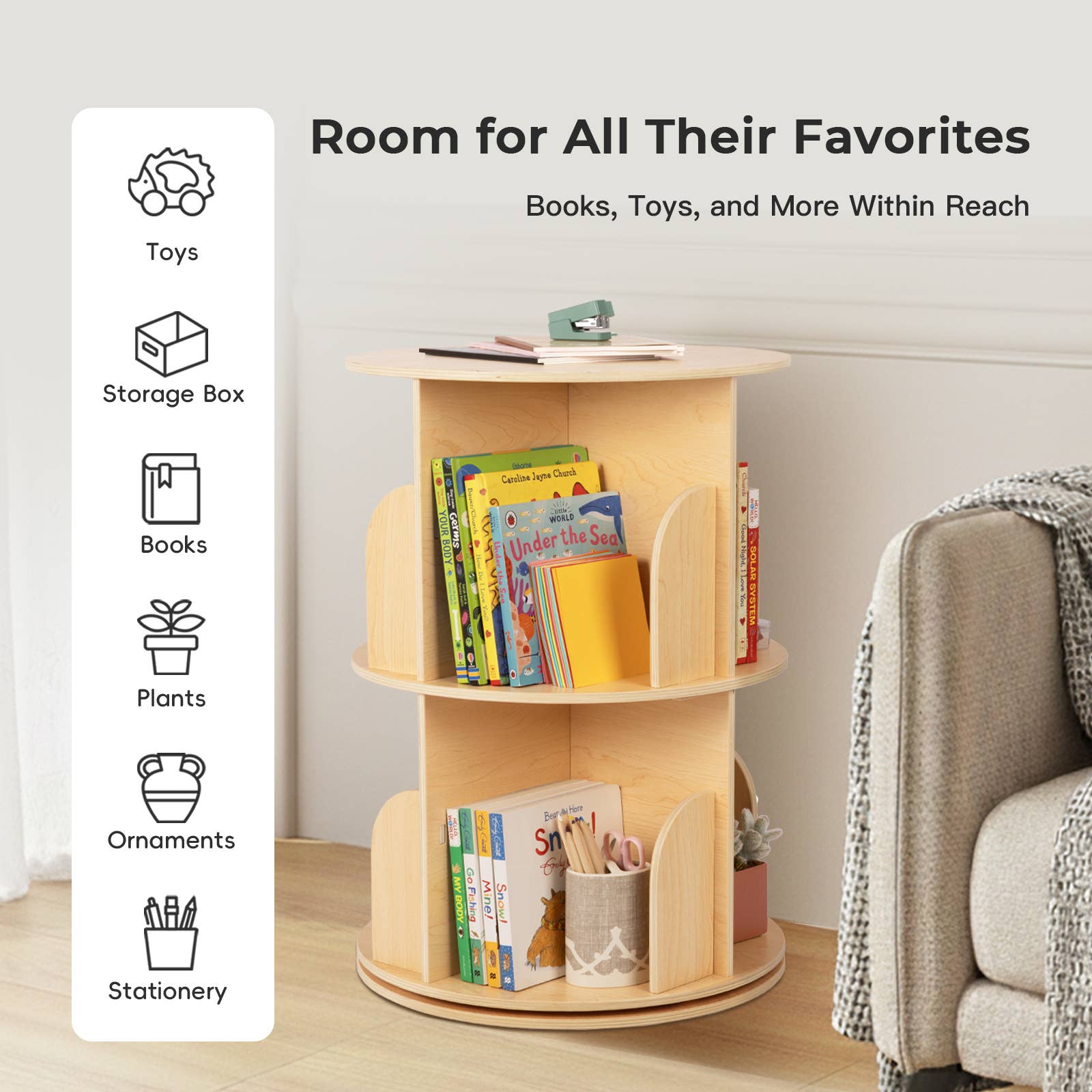 Clear 2-Tier Rotating Bookshelf, Ideal bookcase for Small Space for wholesale on Faire4