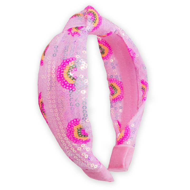 Frog Sac - Wholesale Fashion Headband - Kids - Kids Sequin Knot Headband - Rainbow