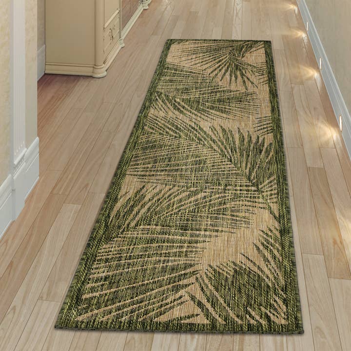 Green Carmel Fronds Indoor/Outdoor Rug for wholesale on Faire