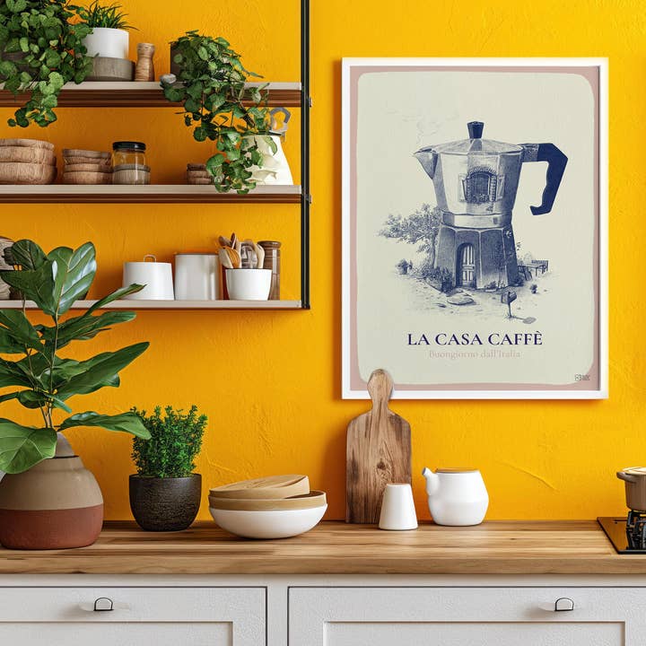 le murmure des murs - Venta al por mayor Pósteres - Póster decorativo de pared con cafetera italiana vintage