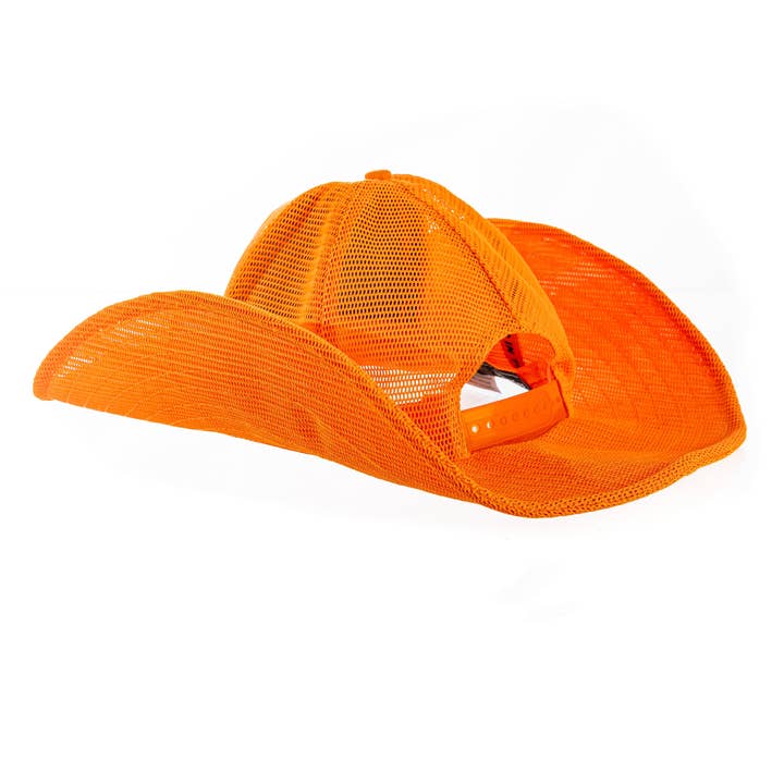 Cowboy Snapback - Wholesale Cowboy Hat - Unisex - BLAZE ORANGE COWBOY SNAPBACK: 5 PANEL - BLANK2