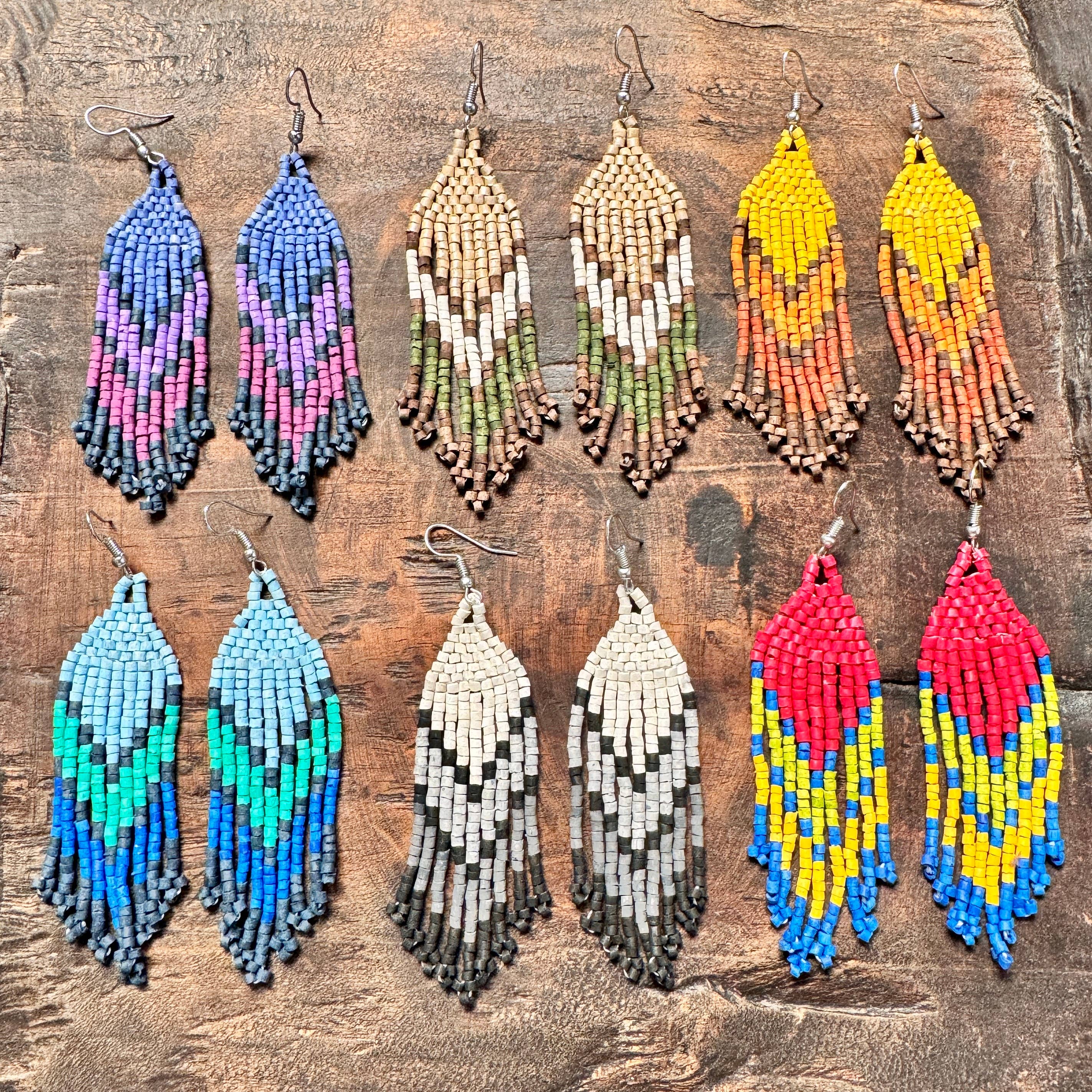 Los Colores de la Tierra - Wholesale Tassel Earrings - Ultra Lightweight Mini Fringe Earrings with Ombre Arrow Design4