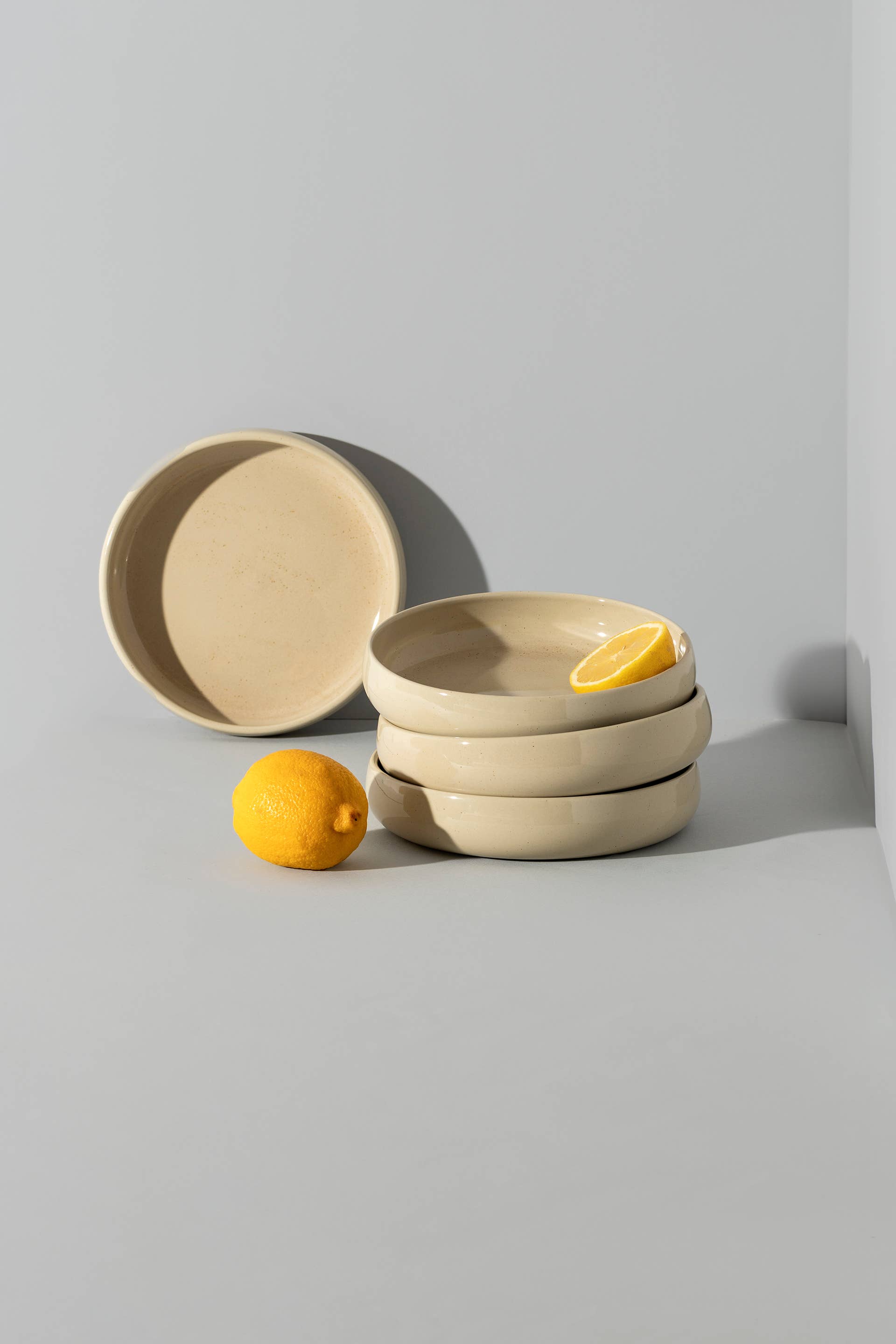 GHARYAN Stoneware & Olive Wood Tableware | Ships from USA - Wholesale Salad Plate - Handmade Stoneware Pasta/Salad Plate | Edan 7.9"17