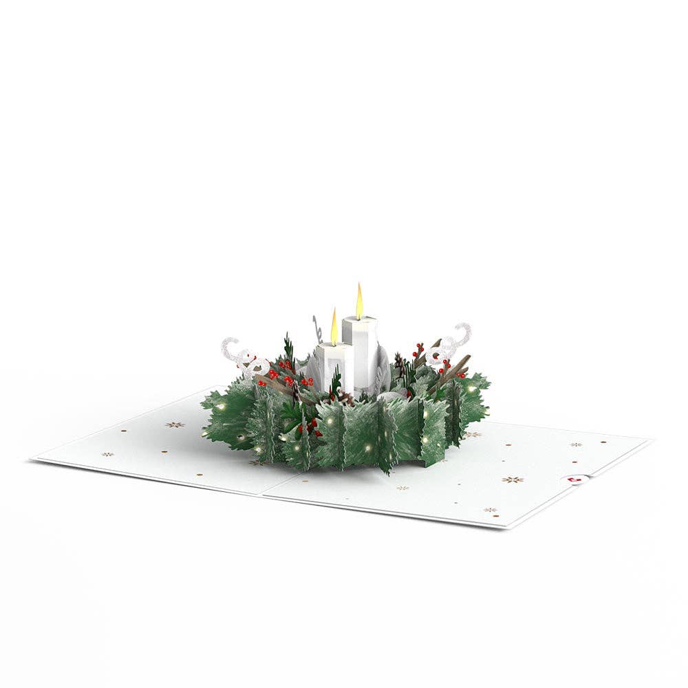 Lovepop Cards - Wholesale Christmas Card - Winter Greens Christmas Candle Pop-up Card 5x7"5