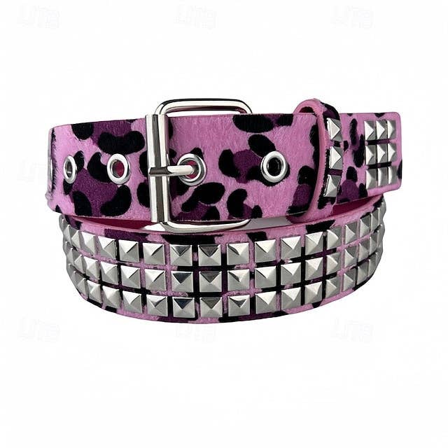 Men's Belt Automatic Buckle Quick-Release Polyester PU Fashion Durable Adjustable Leopard Rivet White Pink Outdoor Daily Waist Belt and other Purchase Wholesale side release buckles. Free Returns & Net 60 Terms on Faire trending on Faire.