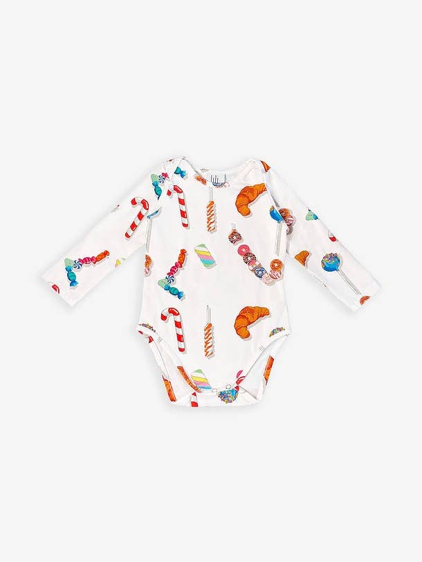 Body de manga larga con estampado de dulces para venta al por mayor de Lilij Petit