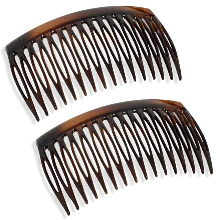 Parcelona French Glossy Shell Medium Celluloid 16 Teeth Side Hair Combs (2 Pcs) for wholesale by Parcelona